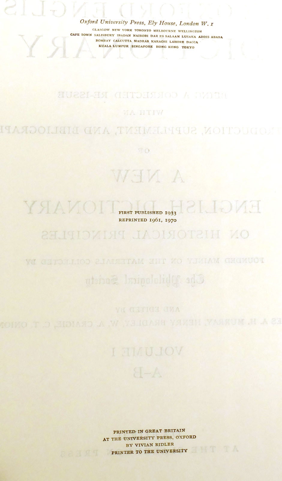 THE OXFORD ENGLISH DICTIONARY: 13 VOLUME SET Being a Corrected Re