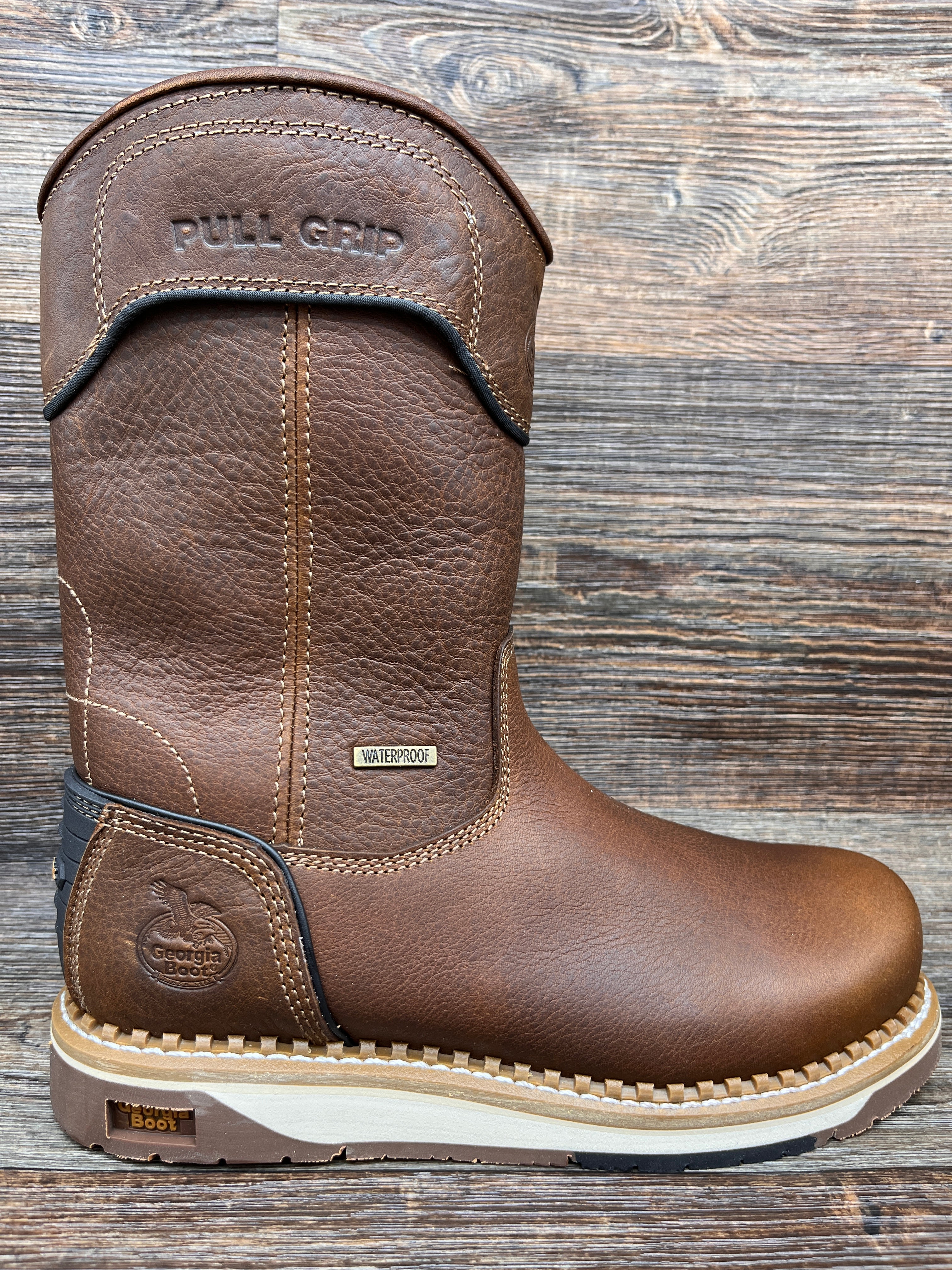 gb00517 Men's Waterproof Steel Toe Wedge Slip On Work Boot by