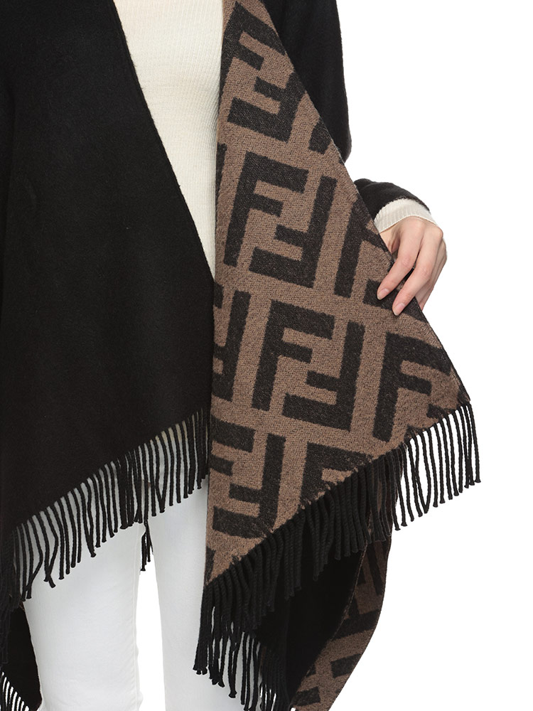 FENDI (フェンディ) リバーシブル カシミヤ＆ウール 無地 総柄