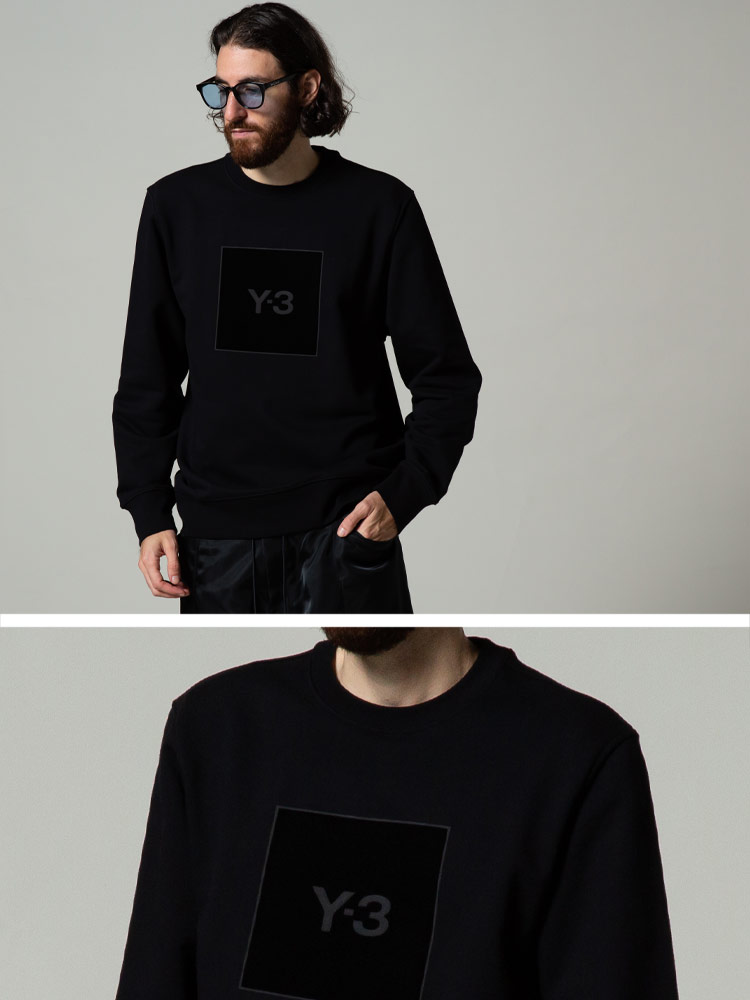 Y-3 ワイスリー BOXロゴ クルーネック トレーナー SQUARE LOGO