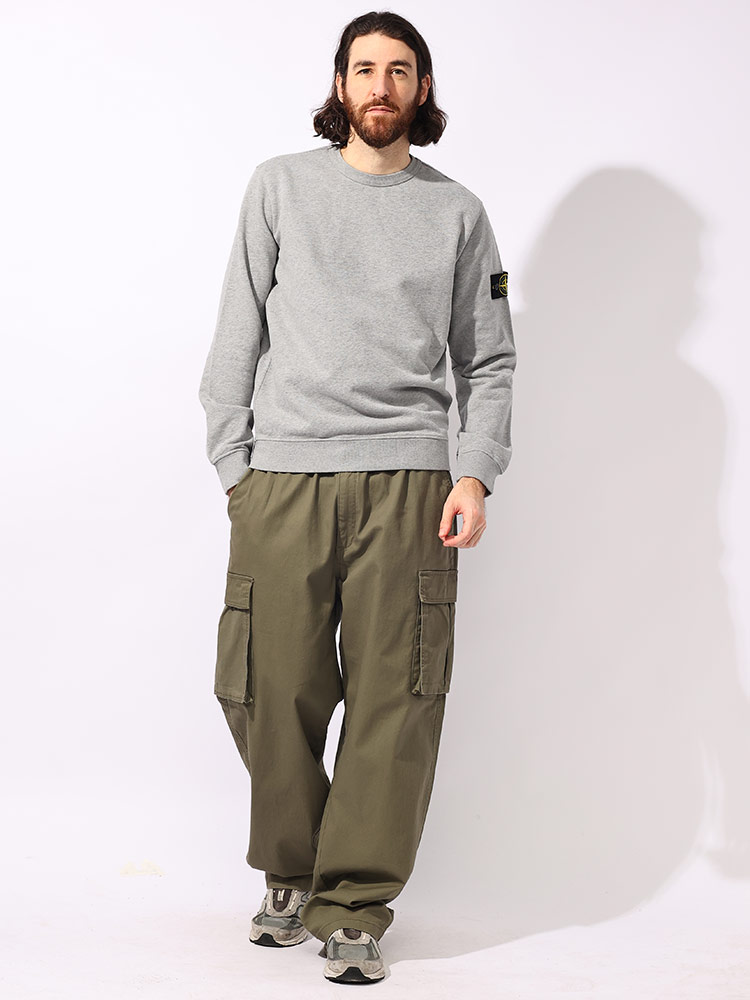 STONE ISLAND (ストーンアイランド) 裏起毛 ロゴワッペン リブ クルー