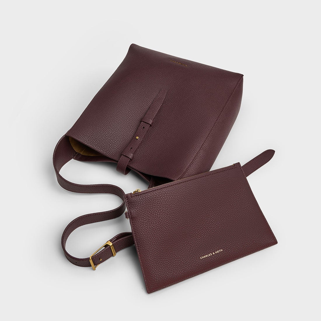 CHARLES & KEITH Beryl ベリル ベルトホーボーバッグ （Wineberry Red
