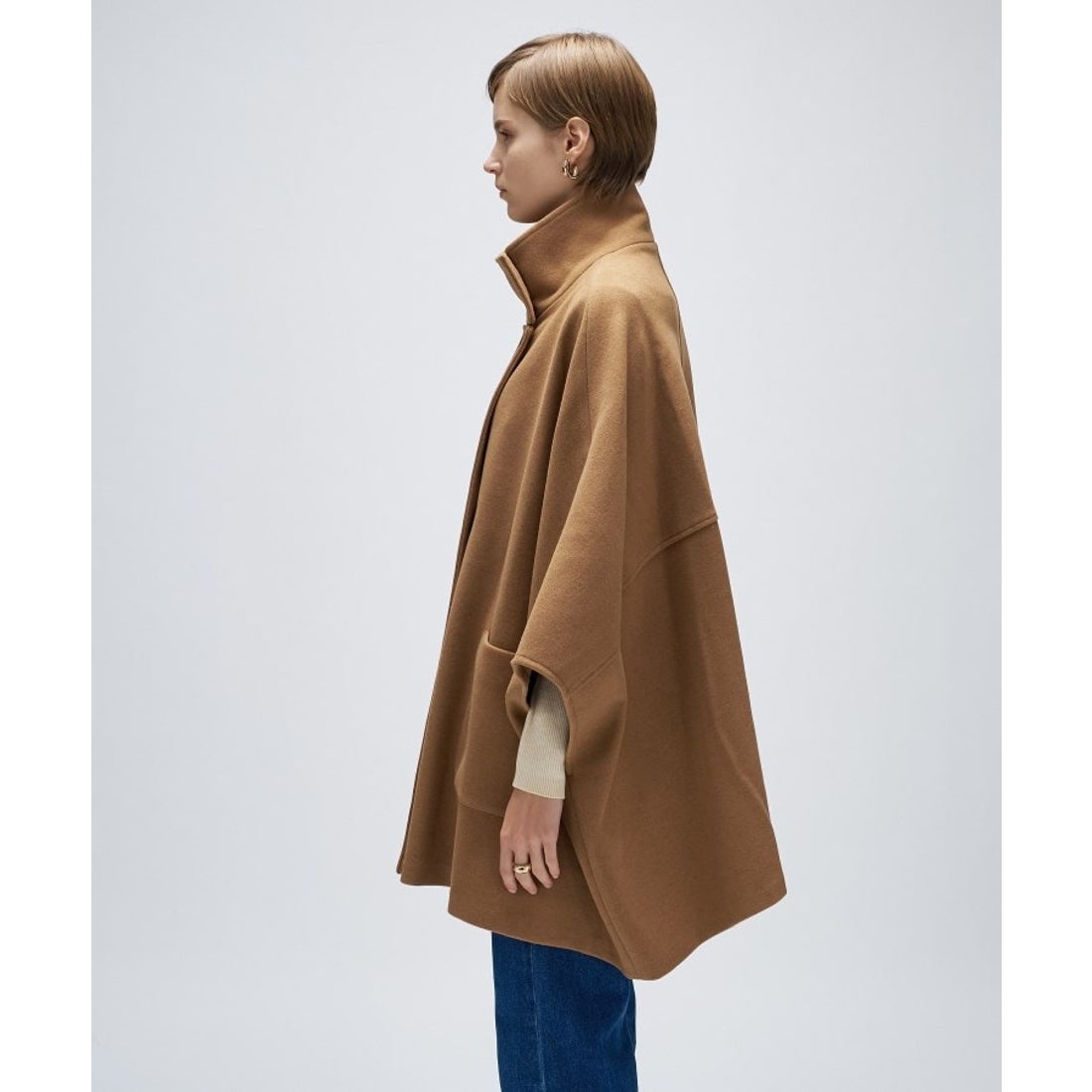 クロエンス cloenc 【手洗い可】メルトンジャージケープコートコート