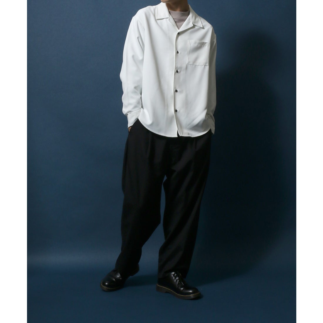 ANPAS 別注 オーバーサイズ ツイル オープンカラーシャツ メンズ