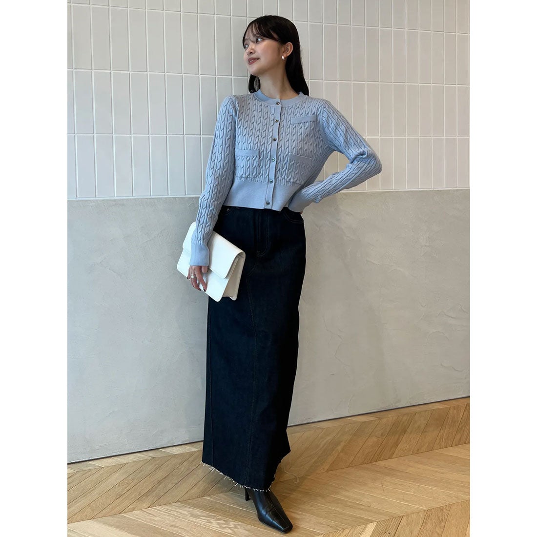 アニュアンス anuans *リトルケーブルニットカーディガン （TURQUOISE