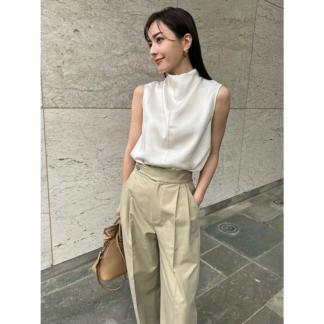 アニュアンス anuans ベルトデザインチノパンツ （BEIGE