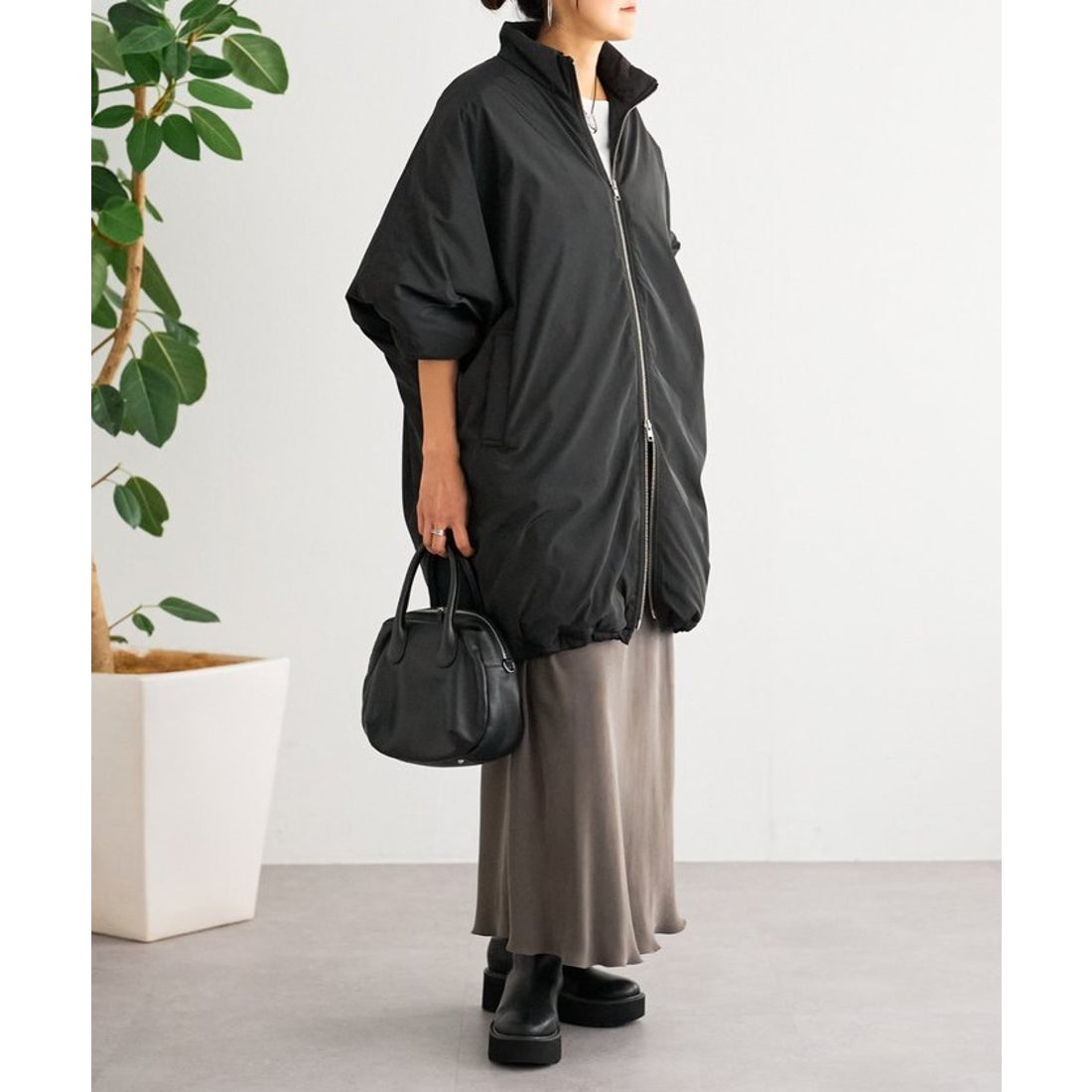 ビアズリー BEARDSLEY 中綿BIGポンチョ （black） -ファッション通販