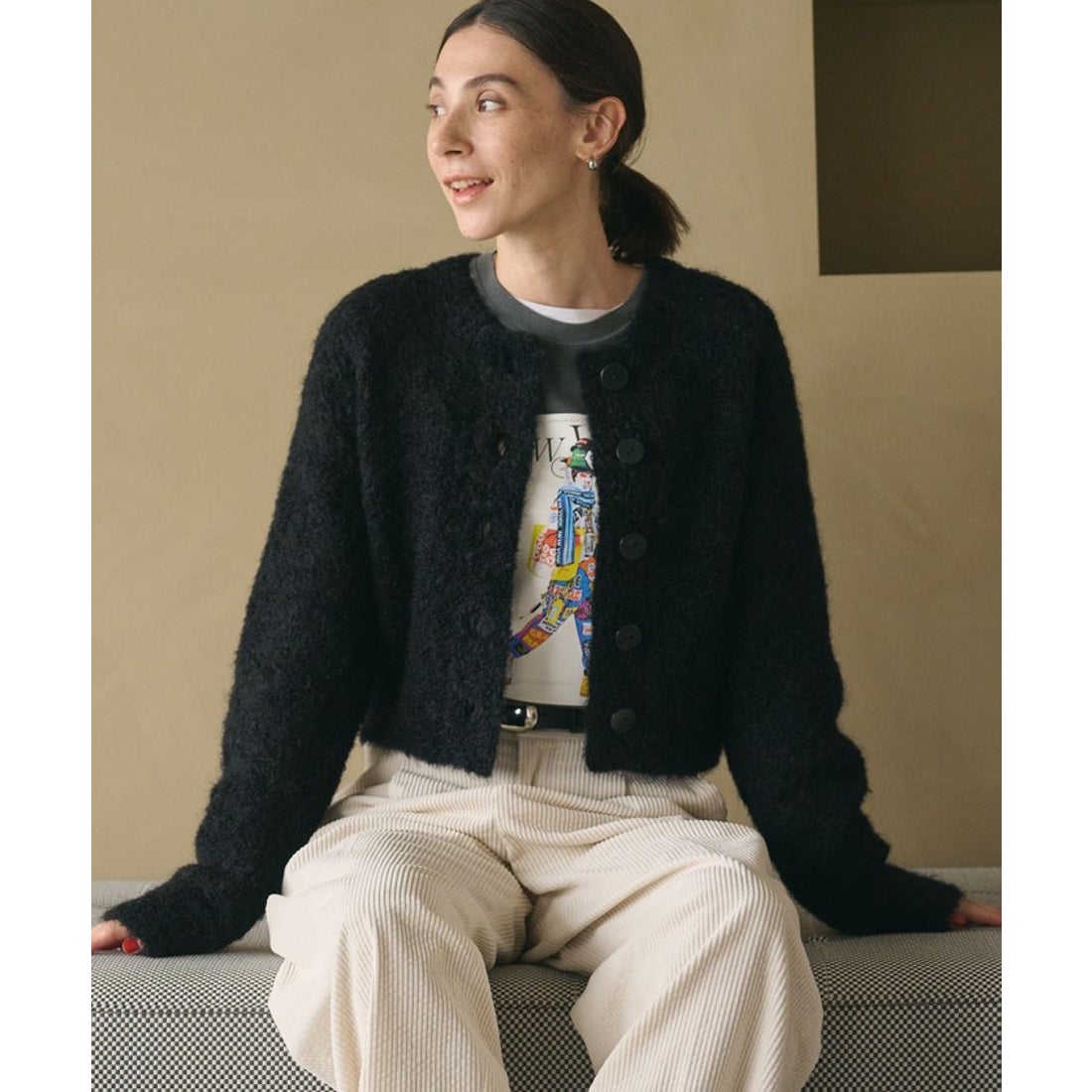 BEAUTY&YOUTH UNITED ARROWS ウールブレンド ブークレ クルーネック