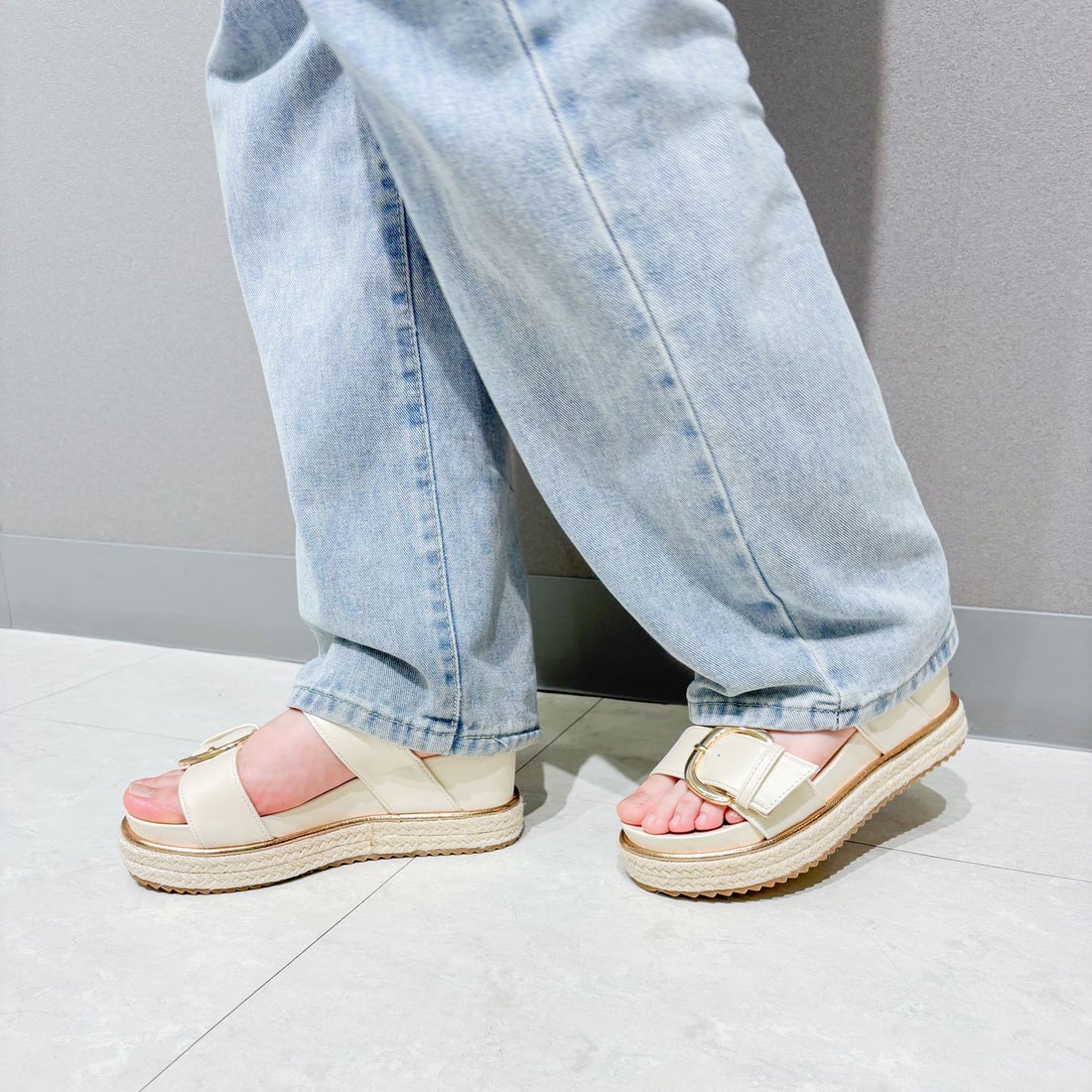 EVOL/イーボル】 ダブルベルトジュートサンダル IW5327 （アイボリー