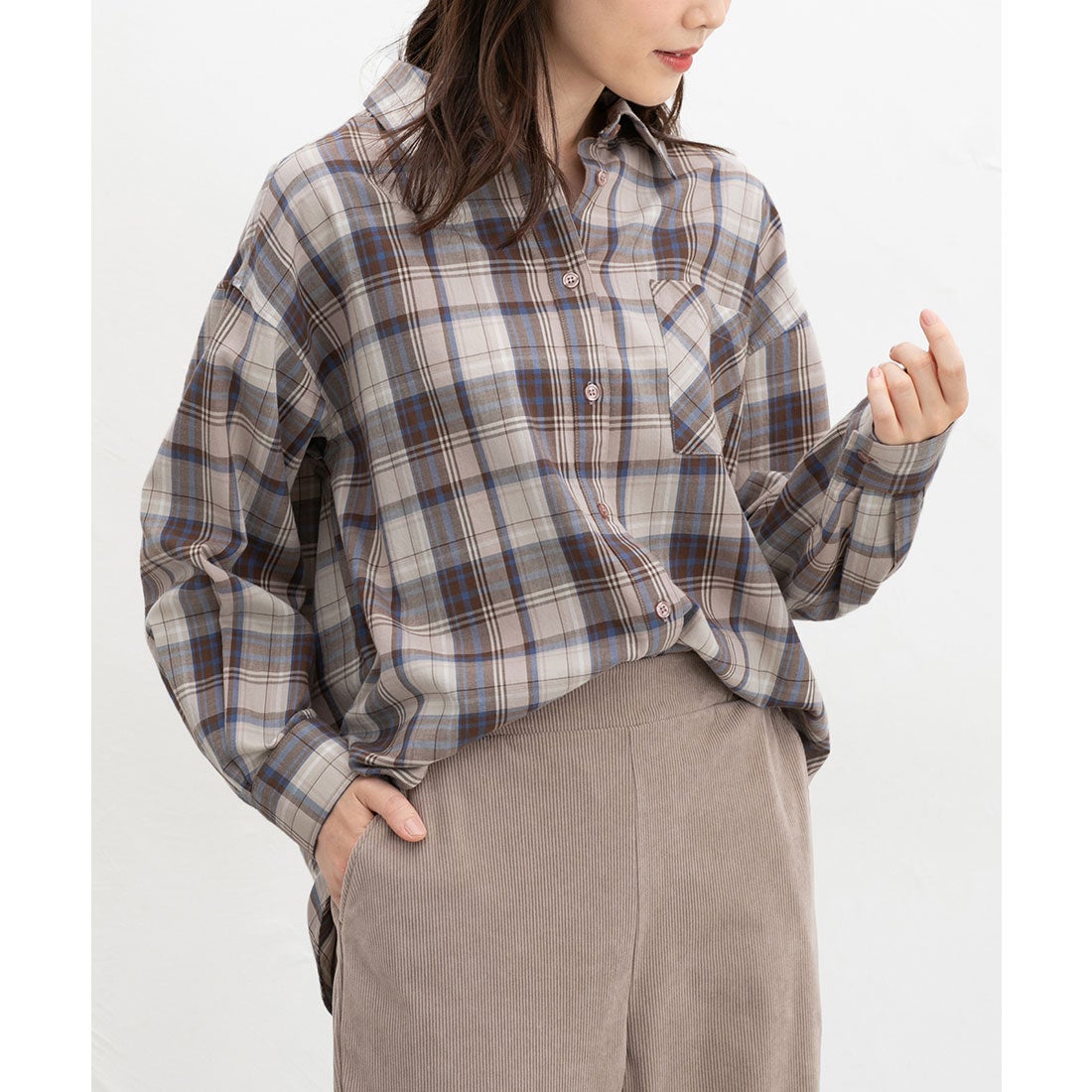 ハニーズ Honeys ゆるチェックシャツ トップス シャツ ブラウス 長袖