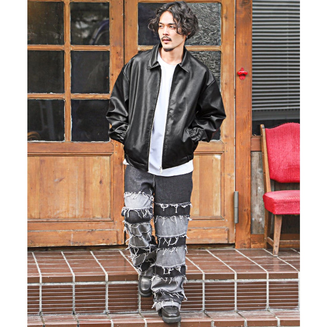 ラグスタイル LUXSTYLE オーバーサイズPUレザージャケット/レザー