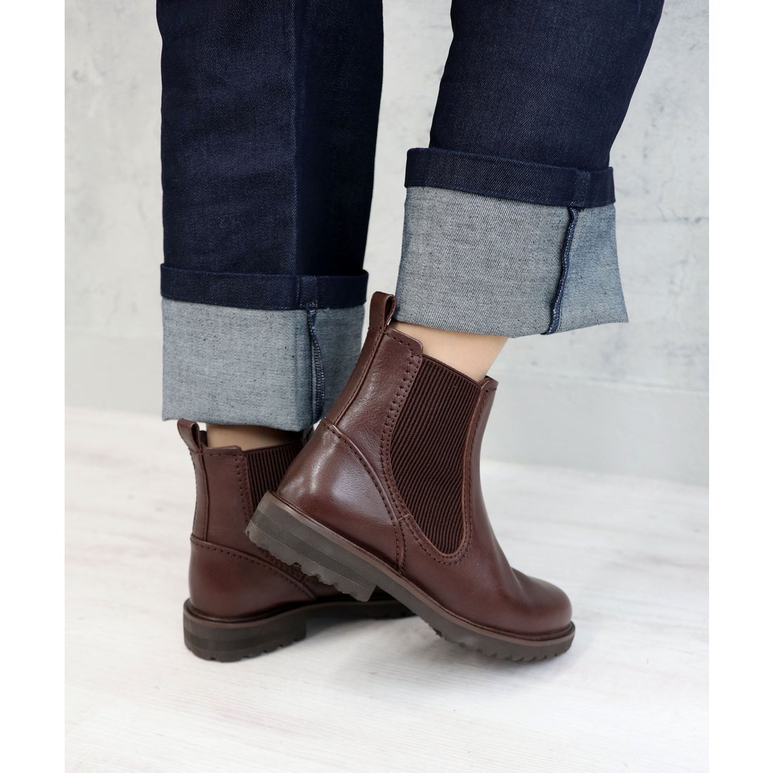 モード カオリ MODE KAORI 【本革】【3E】サイドゴアショートブーツ