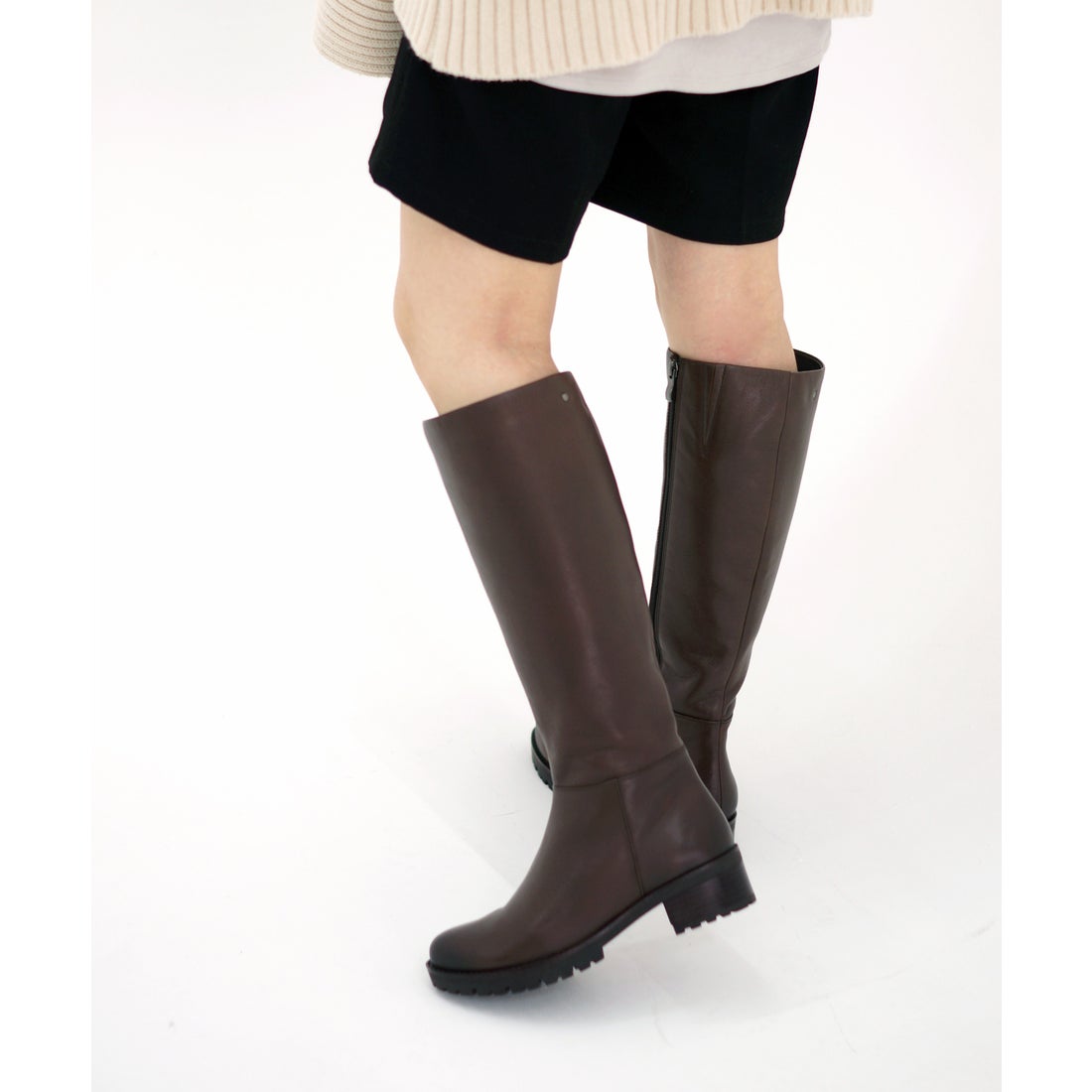 本革】 【防滑 断熱】ストレートブーツ 21456 （ダークブラウン