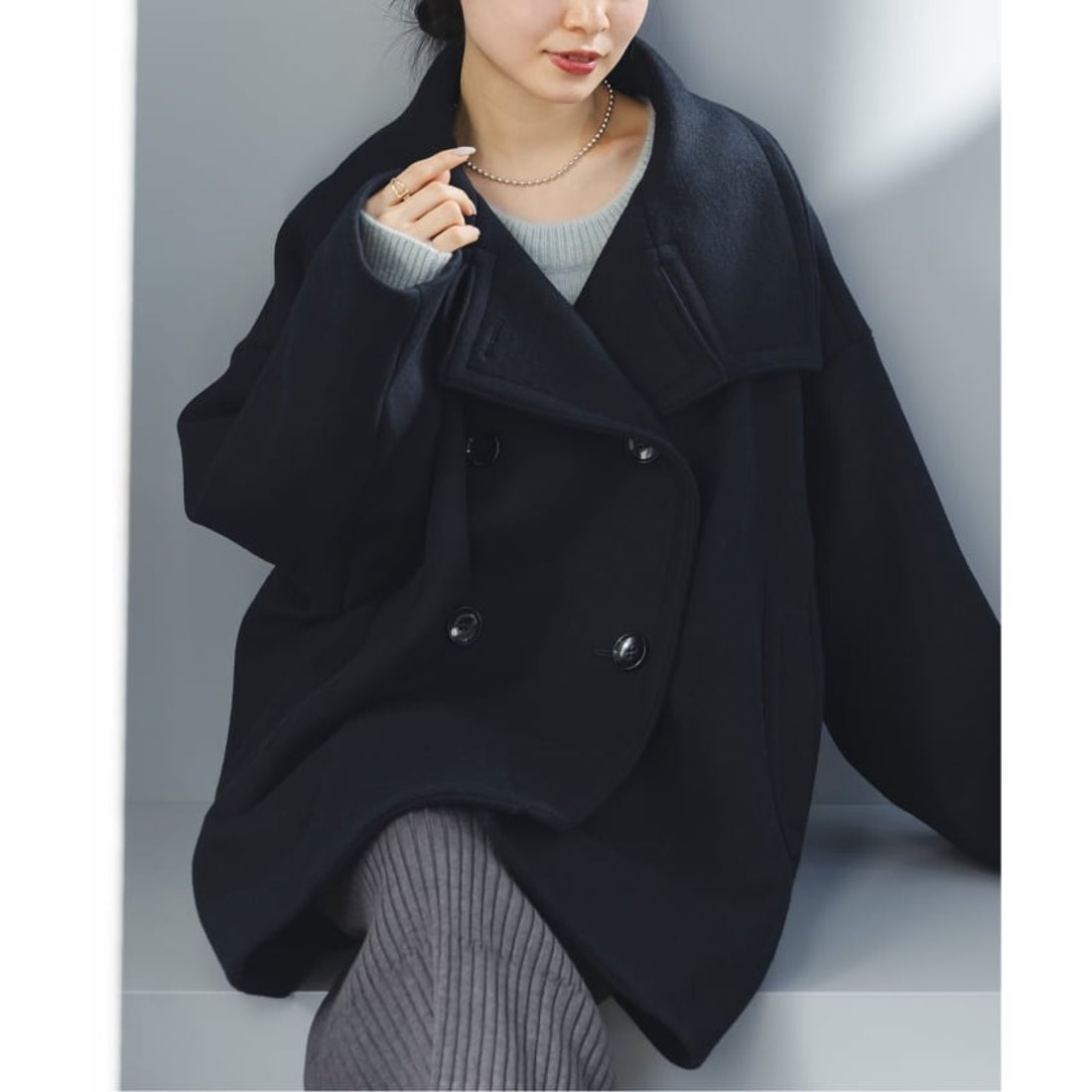 ノーブル NOBLE 《追加》スタンドカラーオーバーコート （キャメル