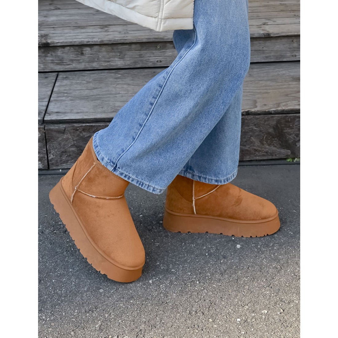 リエディ Re:EDIT [大きいサイズ有]厚底ショートムートンブーツ