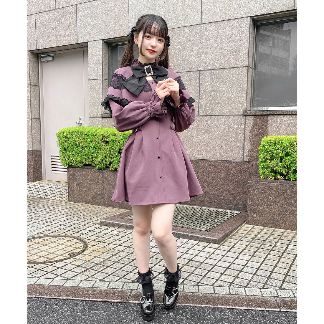 ロジータ ROJITA BIGリボンケープワンピース （ピンクブラウン） -靴