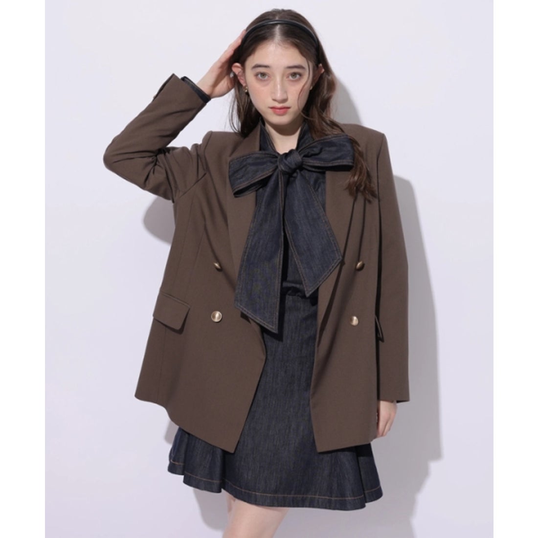 リランドチュール Rirandture デニムボウタイミニワンピース （紺