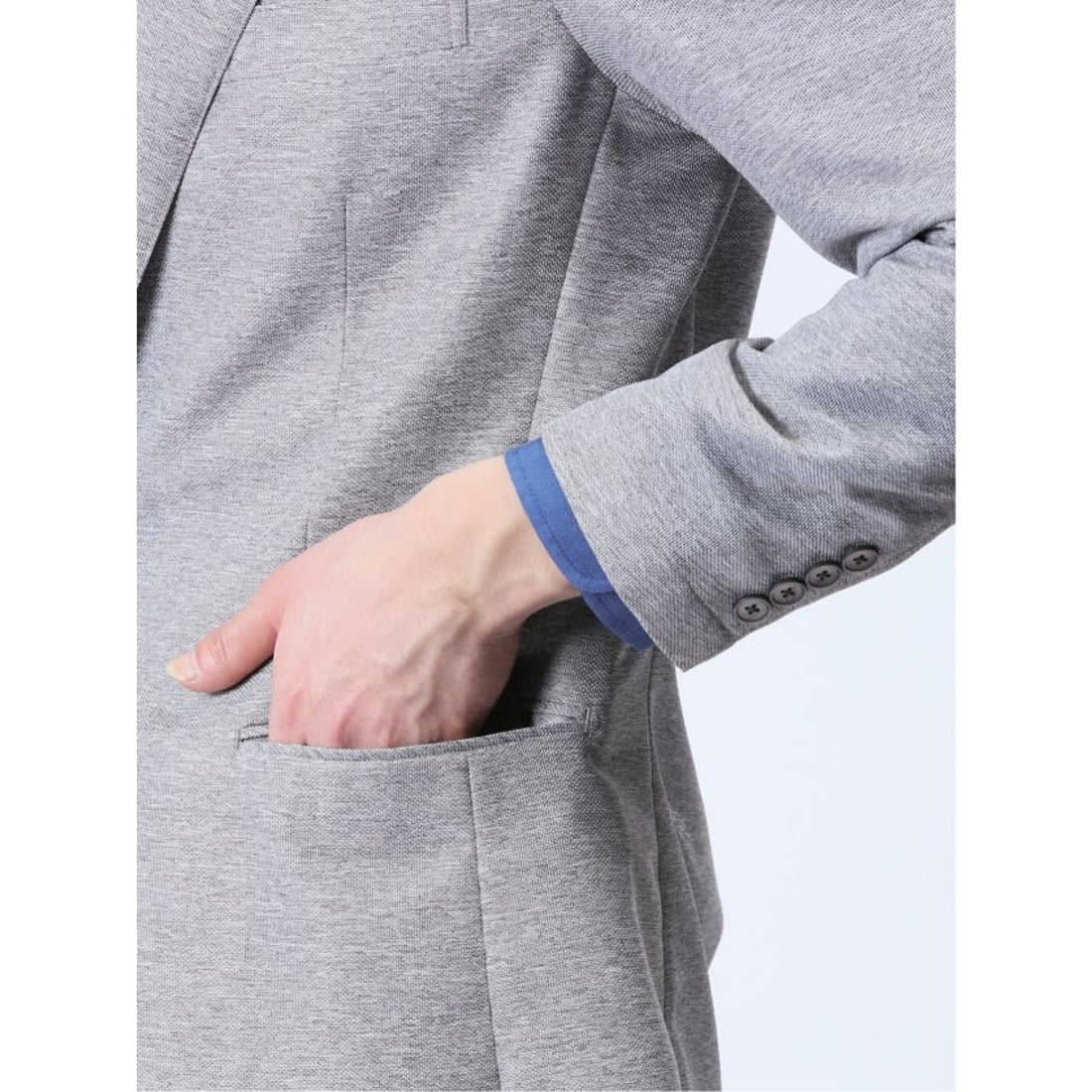 TAKA-Q TechLinen スリムフィット 2ボタンジャケット ライトグレー