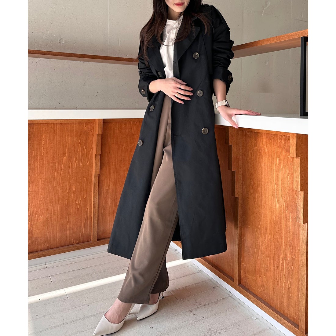 MAISON BREEZE 【SETUP7】アウター トレンチコート ダブルブレスト