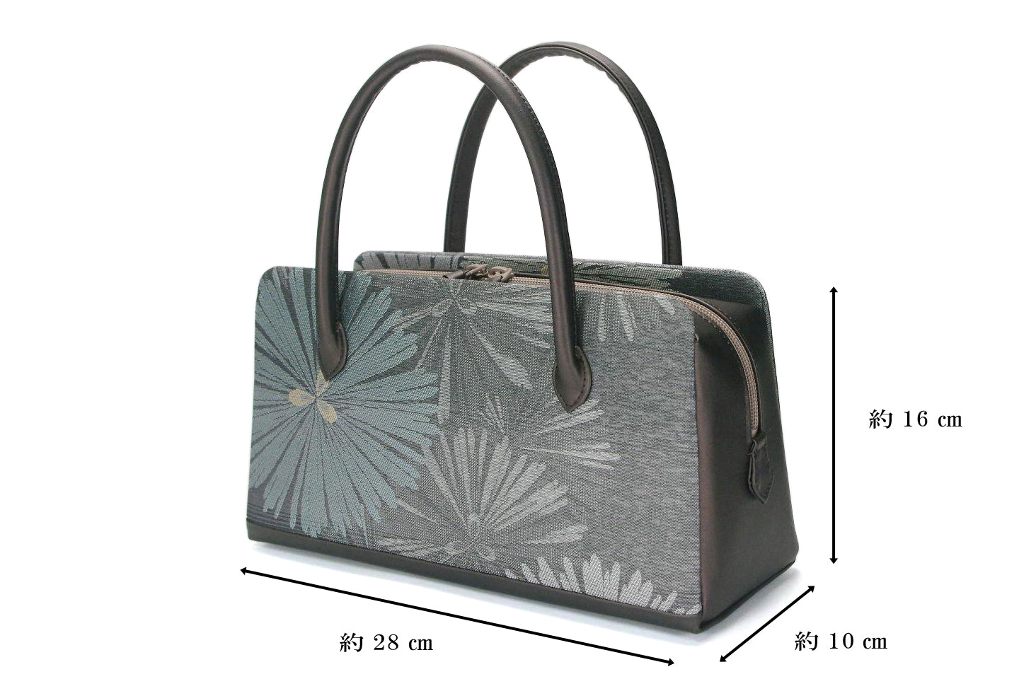 Online限定【引箔を使った帯地の利休バッグ】百花唐草柄淡色/二重織