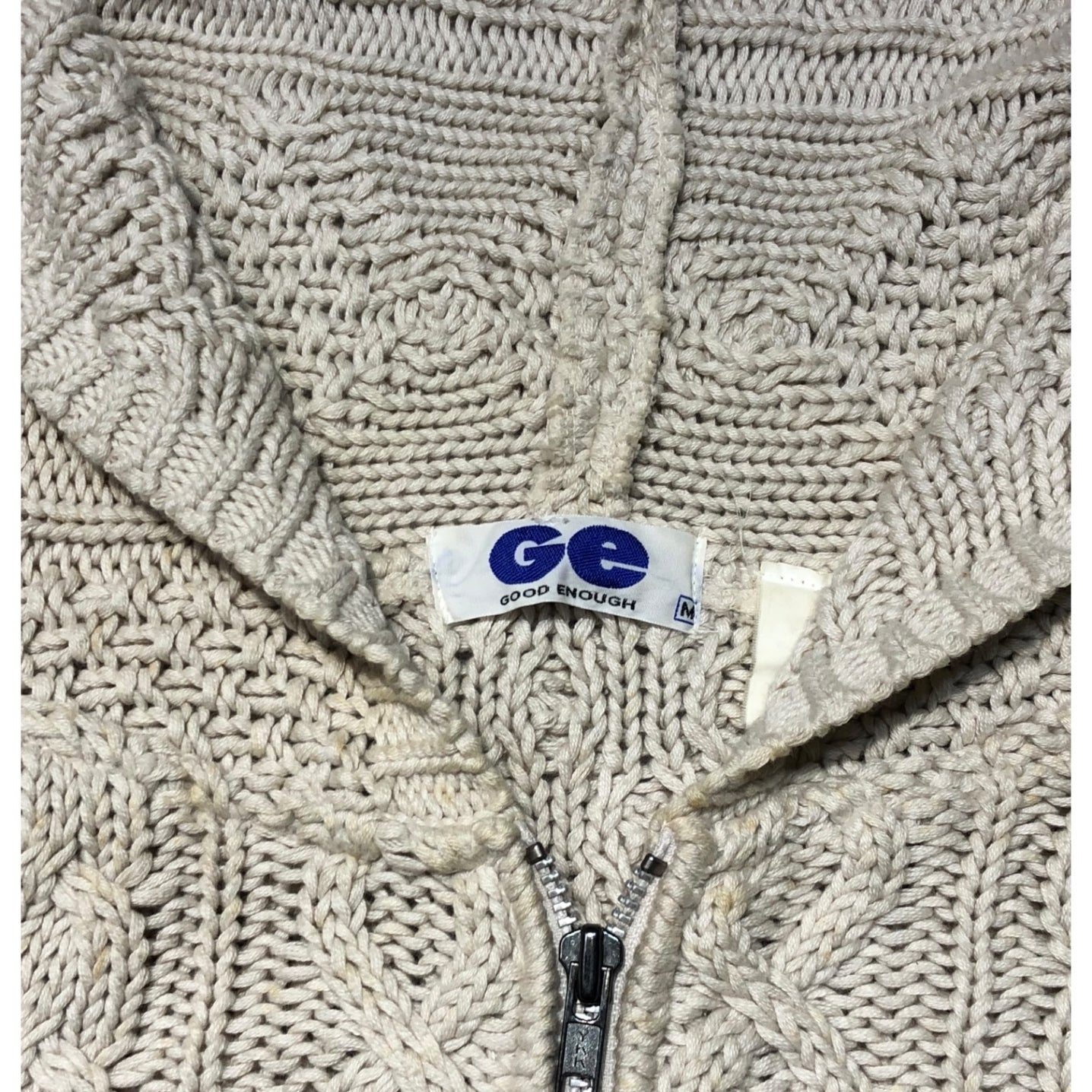 GOODENOUGH(グッドイナフ) 90's cable knit zip hoodie ケーブルニット