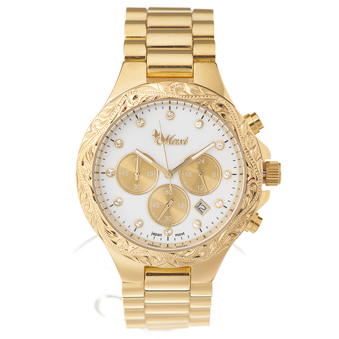 ハワイアンジュエリー/Stainless/マキシウォッチ クロノグラフ/GD&GD