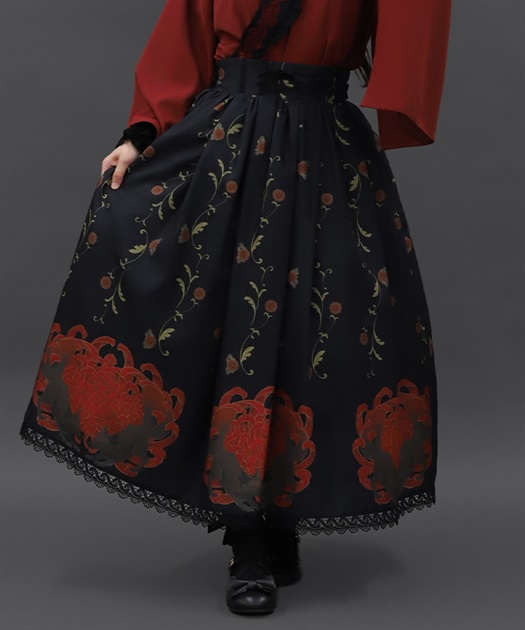 菊と狐柄スカート【期間限定価格】 | Chalmiere | axes femme onlineshop