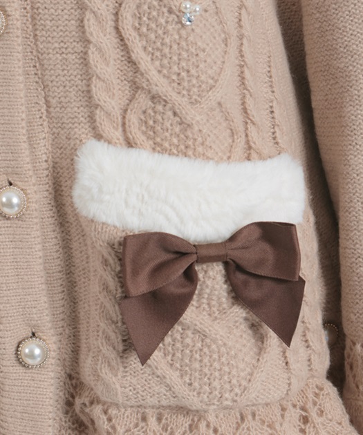 ハート編柄裏ボアニットケープ | axes femme online shop