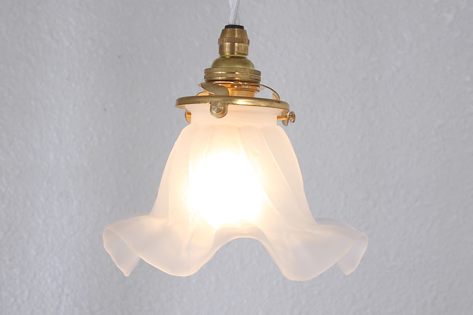 ヴィンテージ 青色フリル付きベル型ペンダントライト ヴィンテージ