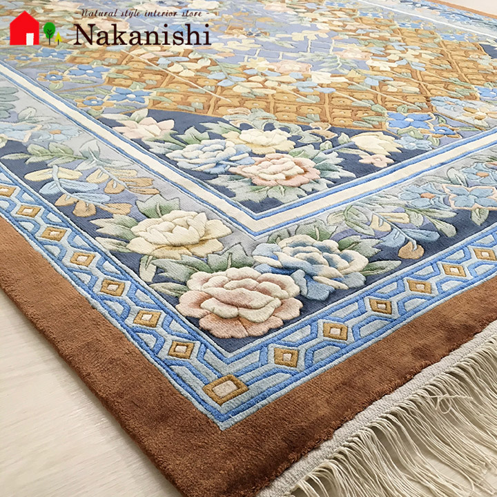 楽天市場】【中国段通 シルク 約3畳用】「菊」絨毯(じゅうたん