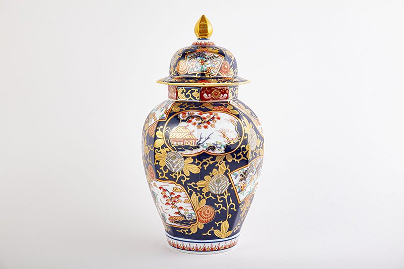 江戸中期、寛政。古伊万里、色絵、面取り大壺、慈照庵、永竹、極。 共