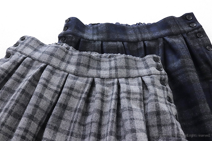イナ ina 脇ボタンアウトポケットチェックスカート 255103 フレア