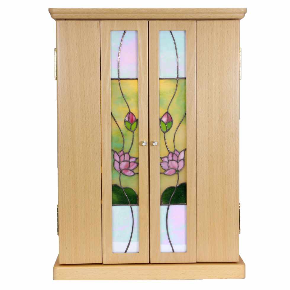 ロータス 上置き18号 ステンドグラス 仏壇 白けやき コンパクト