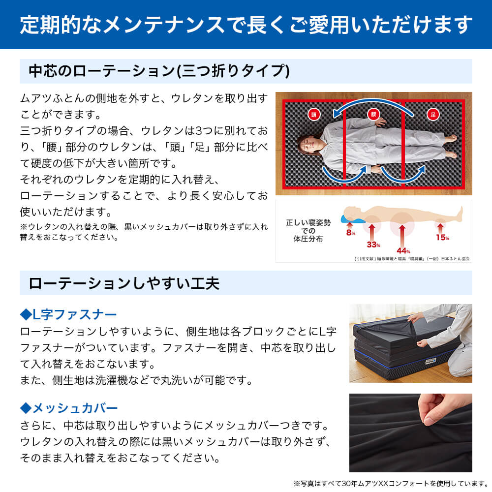 ムアツ マットレス シングル ムアツ布団 折りたたみ 三つ折り ムアツ