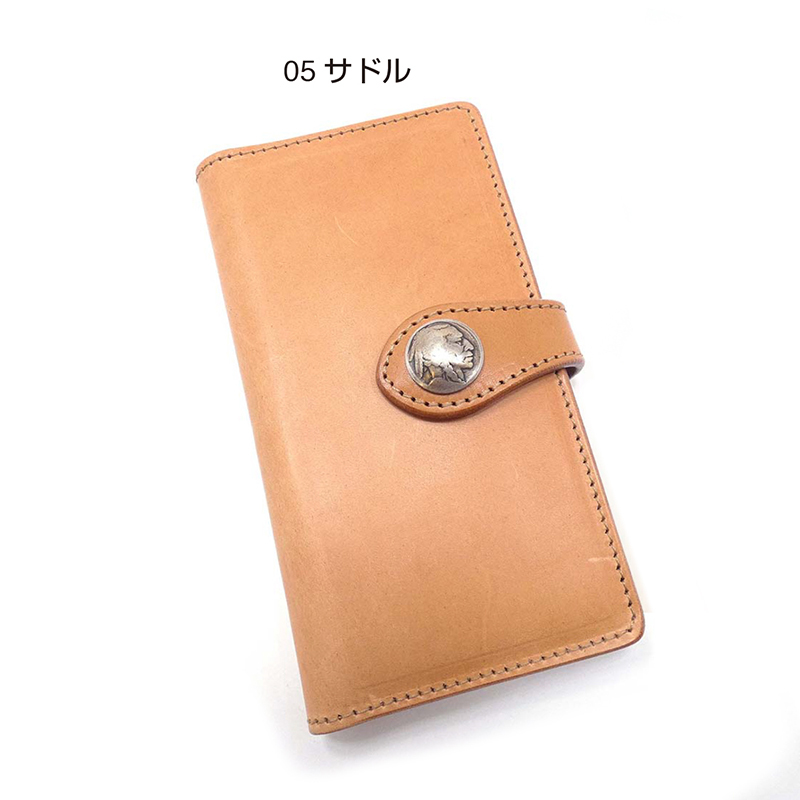 手帳型 スマホケース マルチタイプ L サドルレザー ヌメ革 メンズ