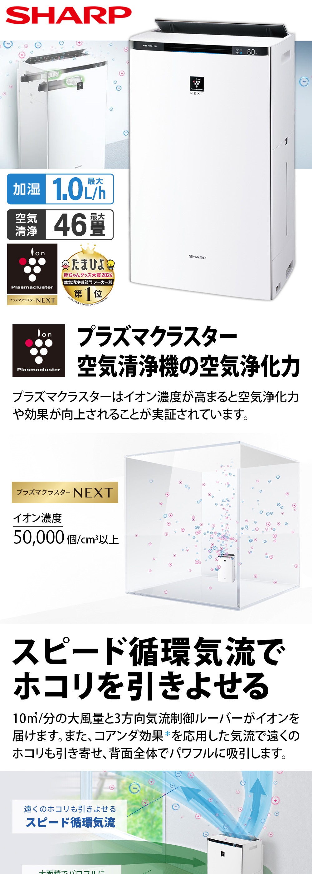 SHARP（シャープ） 加湿空気清浄機 KI-SX100-W プラズマクラスターNEXT