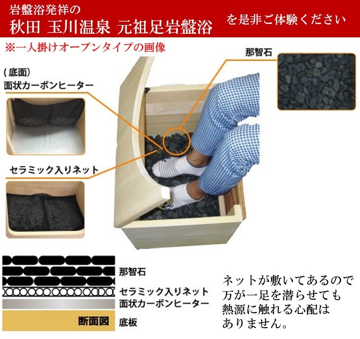 玉川温泉 岩盤浴 足湯 水なし 足温浴 北投石盤癒 1人掛けオープン