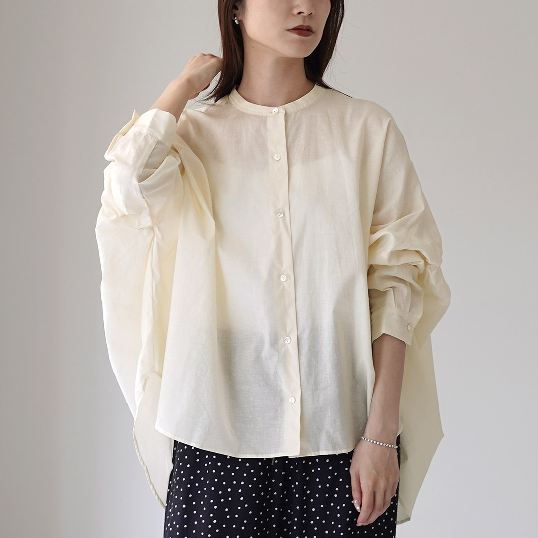 mizuiroind（ミズイロインド） バックギャザー ワイドシャツ