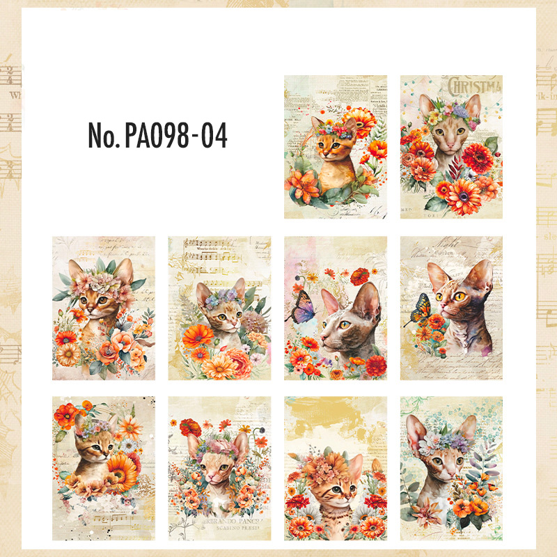 コラージュ 素材 デザイン ペーパー 猫 ネコ ジャンクジャーナル