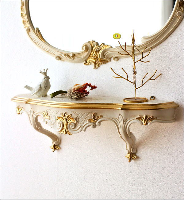 壁掛け棚 ウォールシェルフ アンティーク ロココ調 飾り棚 おしゃれ