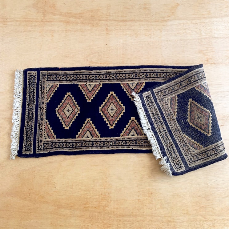 ヴィンテージ トライバル ラグ 90cm×30cm ネイビー : giftgiftgift