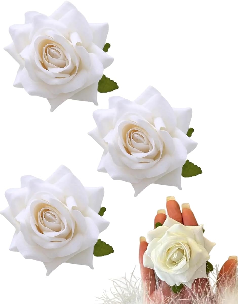 薔薇 ヘアピン バラ ヘアクリップ ローズ ヘアアクセサリー 髪留め 3個