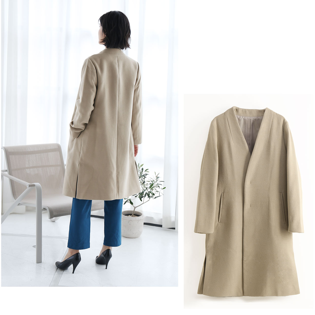 sankyo shokai（三京商会） ＜爆買＞ノーカラーコート レディース V