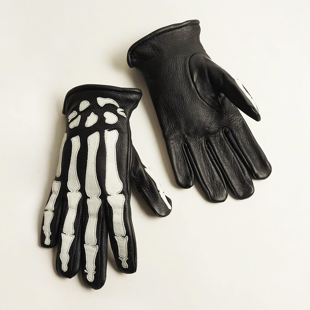 VANSON（バンソン） レザーグローブ ローパー Xレイ ボーンズ ブラック