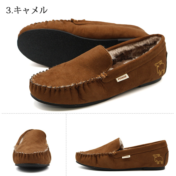 moz（モズ） モカシン スリッポン レディース 靴 黒 ブラック モカシン
