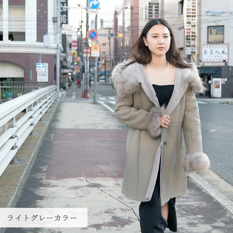 ムートンコート レディース 本革 ラム ダブルフェイス ロングコート