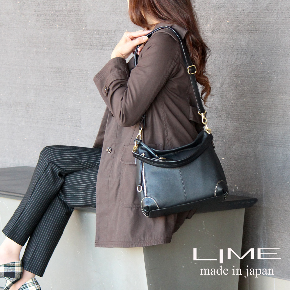 LIME made in japan ショルダーバッグ レディース 本革 2way 斜め掛け