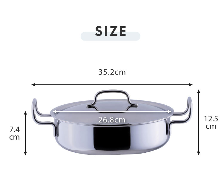 ジオ・プロダクト 日本製 浅型両手鍋 25cm GEO-25S ガス火・IH対応