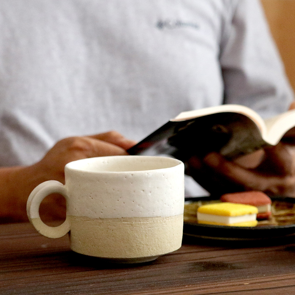 梶原慶治 マグカップ 掛分 白 ホワイト コーヒーカップ ティーカップ
