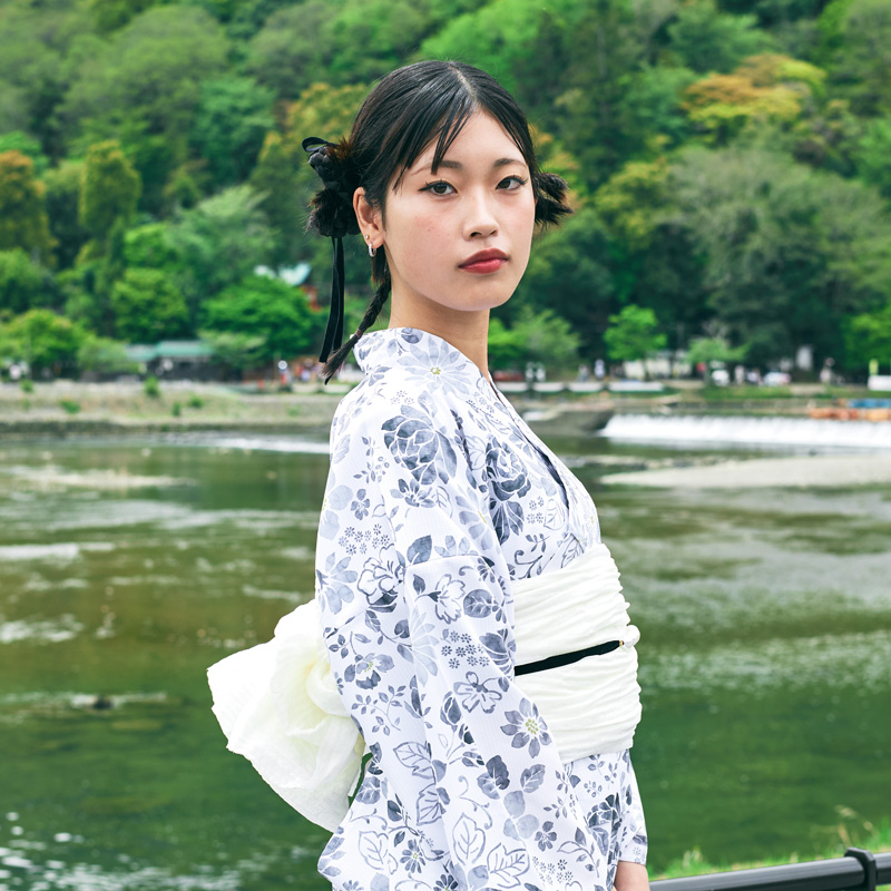 BOTAN 初心者も安心 ワンピース 二部式浴衣 帯 下駄 3点 セット 花柄